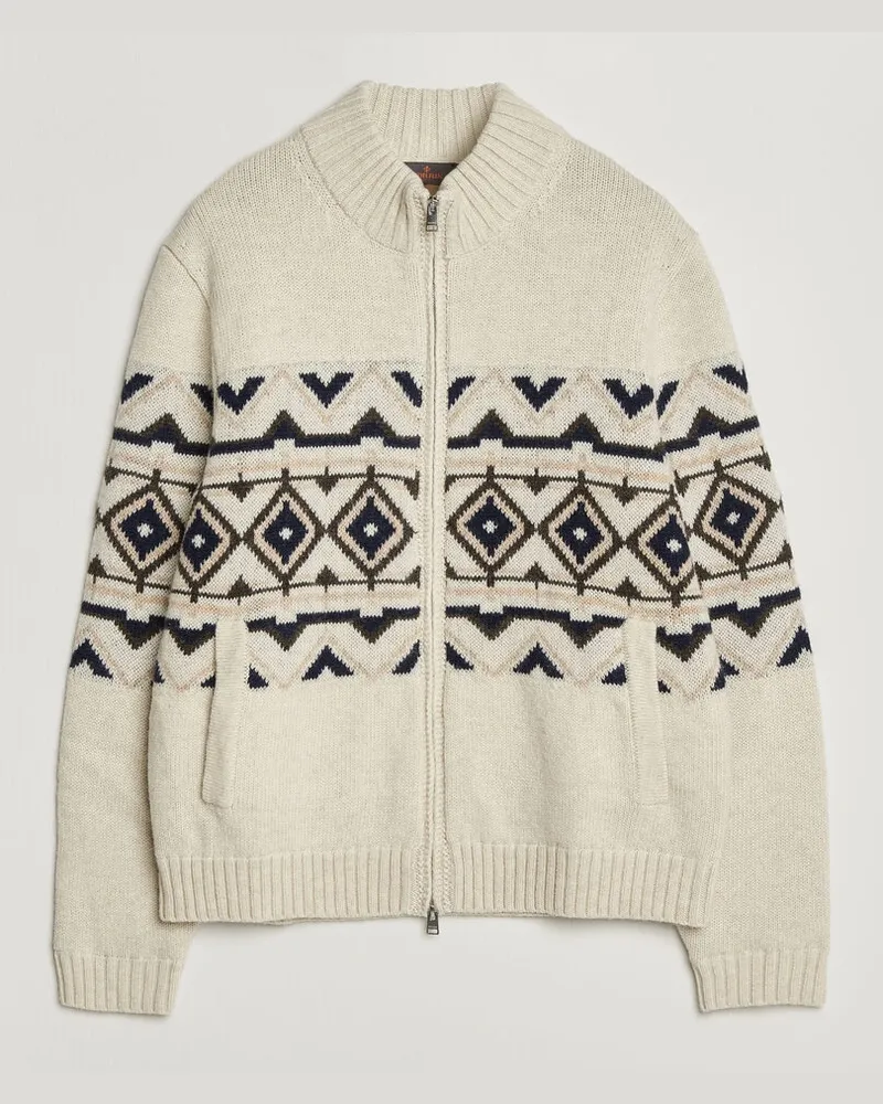 Morris Hadley Zip Cardigan Off White Weiß