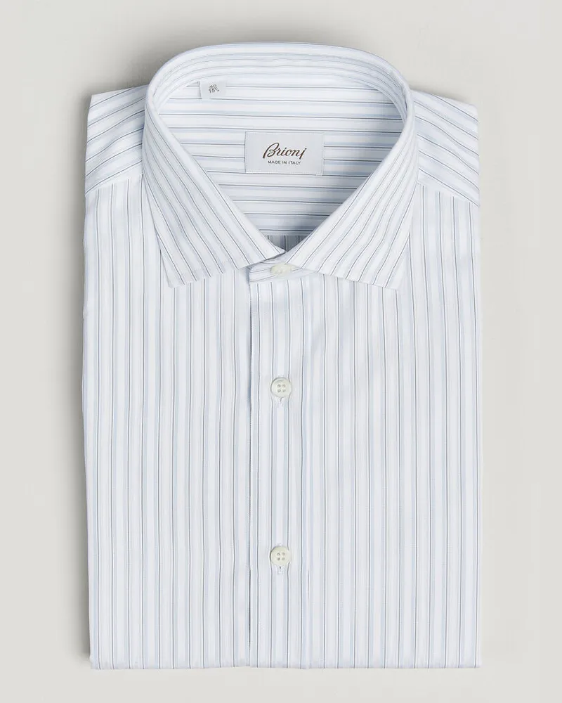 Brioni Slim Fit Dress Shirt Light Blue Stripe Blau