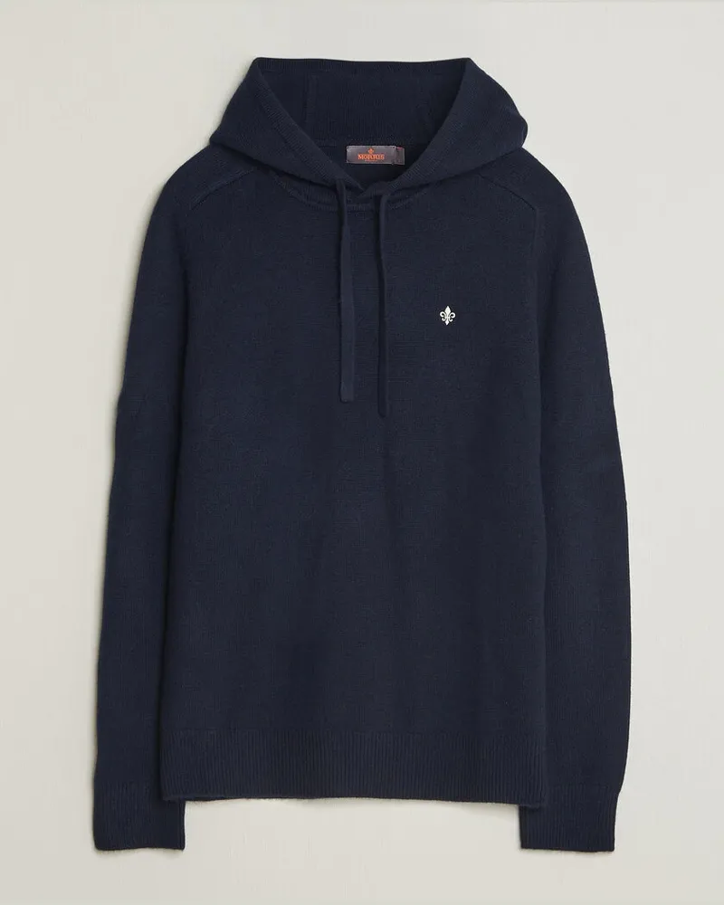 Morris Hertford Lambswool Hoodie Navy Blau