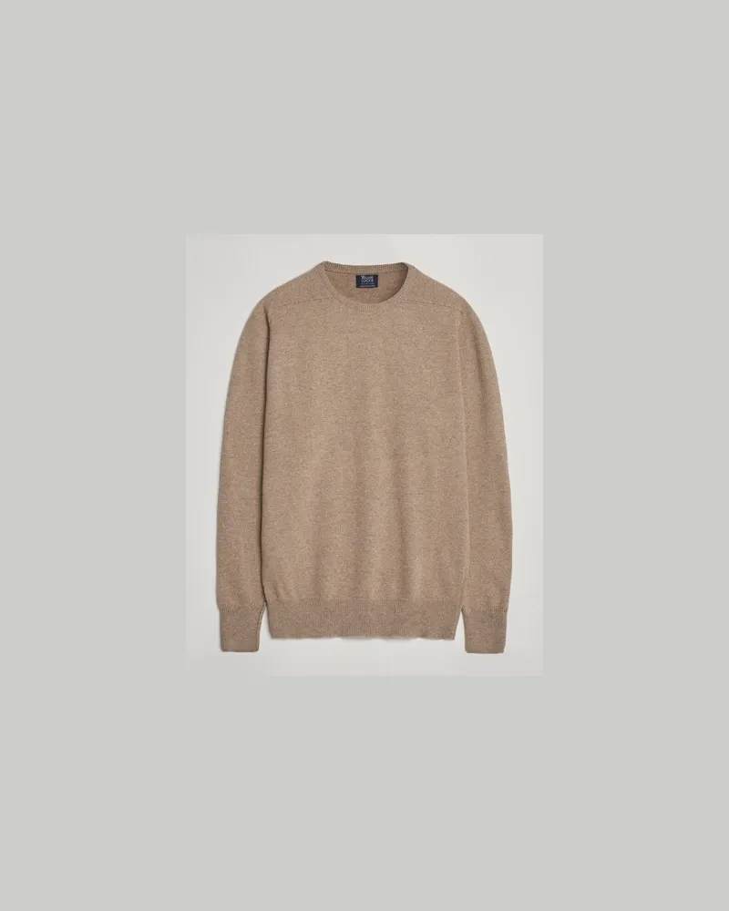 William Lockie Melrose Cashmere Crew Neck Dark Natural Beige