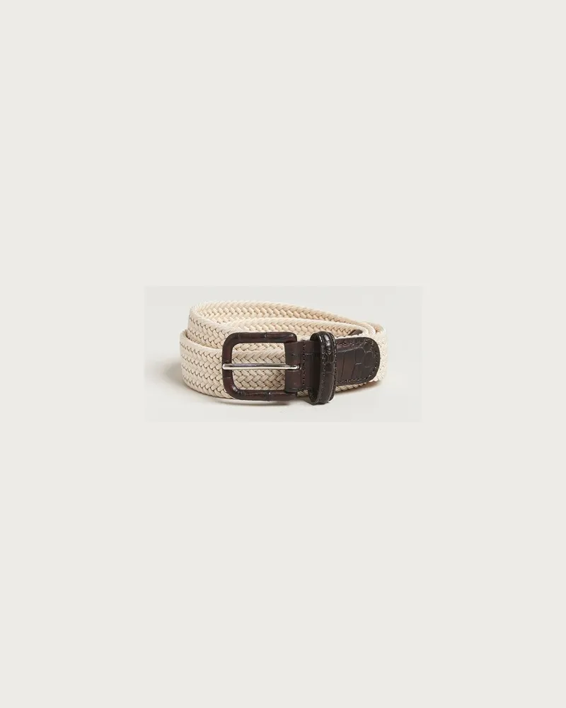 Anderson's Stretch Woven Leather Buckle 3 cm Belt Off White Weiß