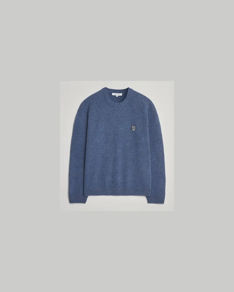 Kitsuné Grey Fox Head Lambswool Sweater Powder Blue Blau