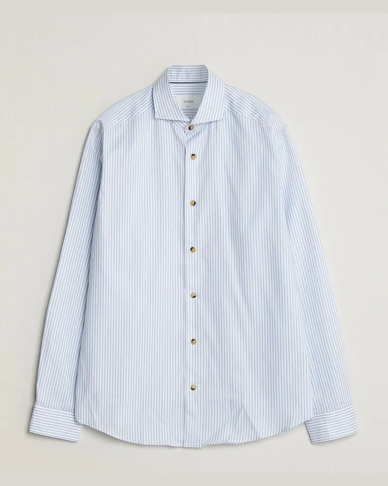 Eton Casual Fit Signature Oxford Striped Shirt Light Blue Blau