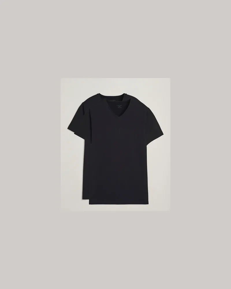 Falke 2-Pack Cotton V-Neck T-Shirt Black Schwarz