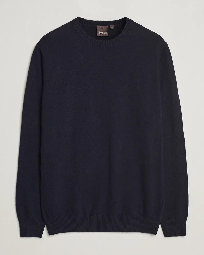 Oscar Jacobson Valter Wool/Cashmere Round Neck Navy Blau