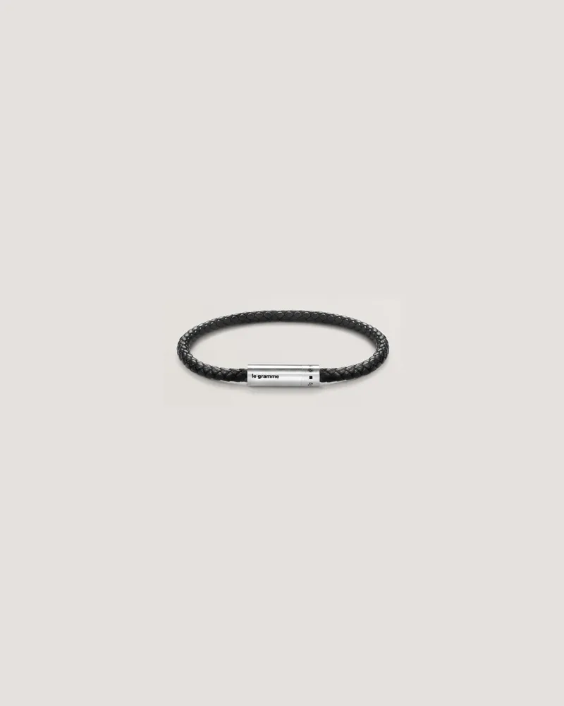 Le Gramme Leather Cable Bracelet Black/Sterling Silver 7g Schwarz