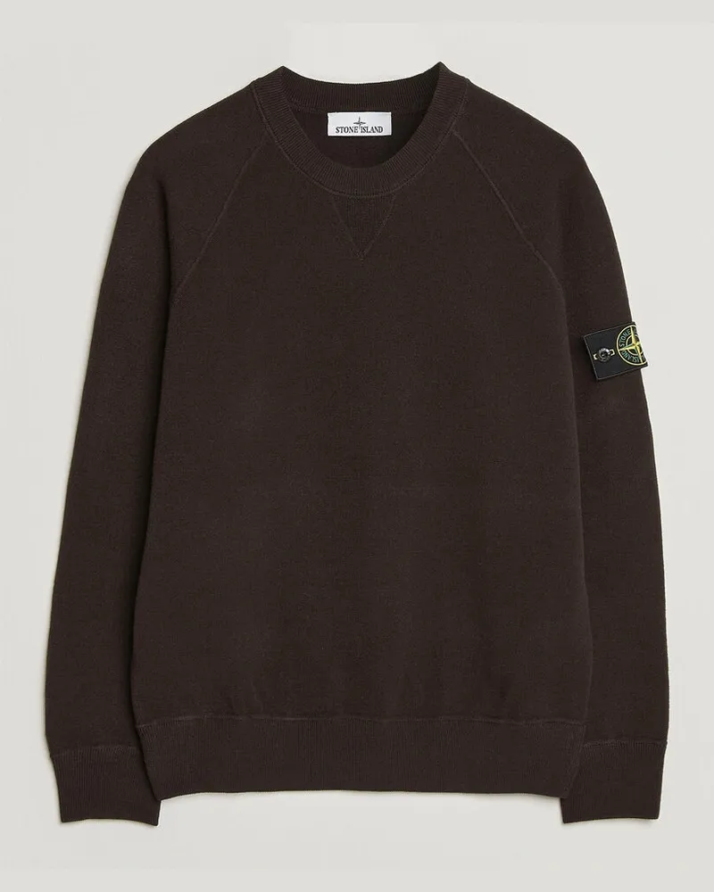 Stone Island Plush Stitch Stretch Wool Sweat Coal Grey Grau