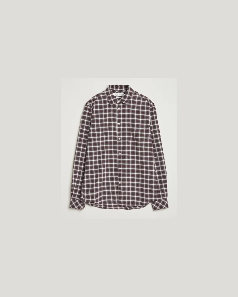 Samsøe & Samsøe Liam Brushed Cotton Checked Shirt Raisin Braun