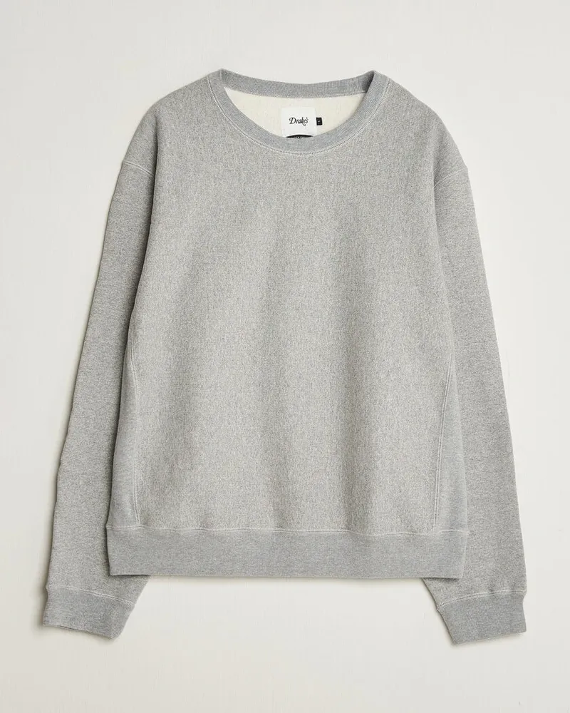 Drake's Drake Reverse Weave Crewneck Sweatshirt Grey Grau