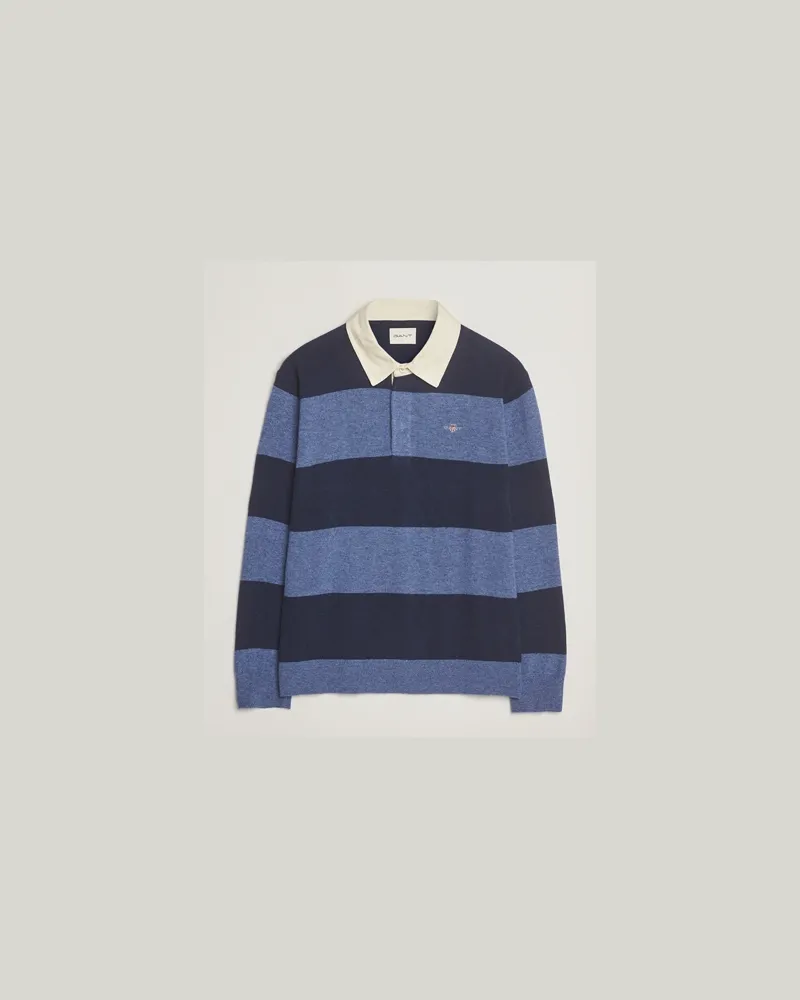 Gant Extra Fine Lambswool Striped Knitted Rugger Marine Blau