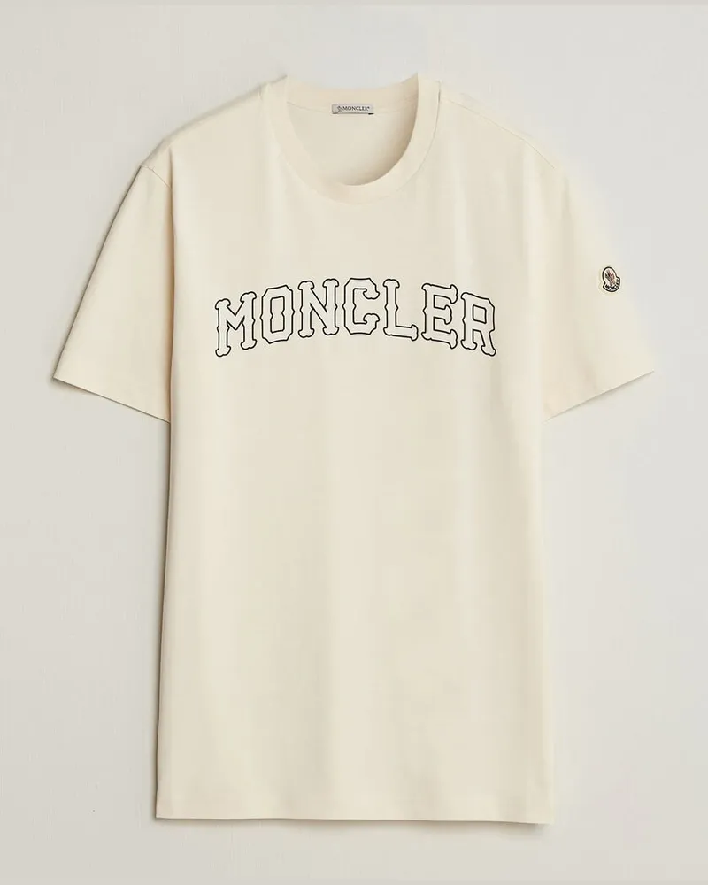 Moncler College Logo T-Shirt Off White Weiß