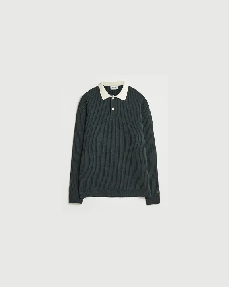 forét Sow Rib Polo Knit Dark Green Grün