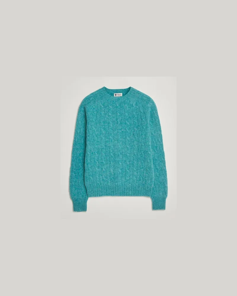 Morris Brushed Cable Sweater Green Grün