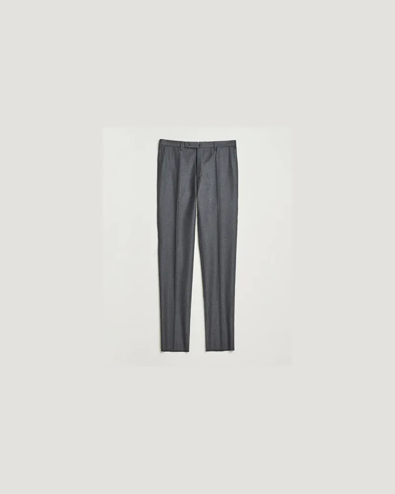 Incotex Regular Fit Worsted Flannel Trousers Grey Melange Grau