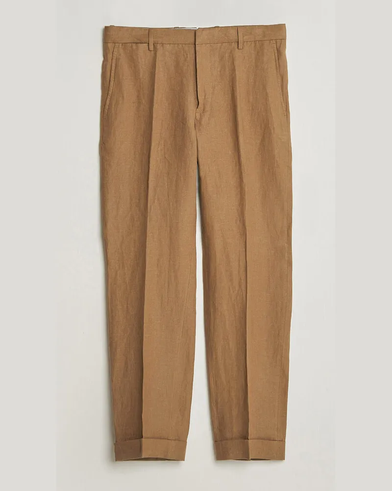 Ralph Lauren Linen Pleated Trousers Light Sable Braun