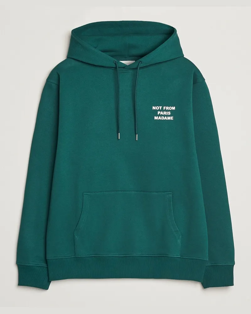 Drôle de Monsieur Slogan Hoodie Dark Green Grün