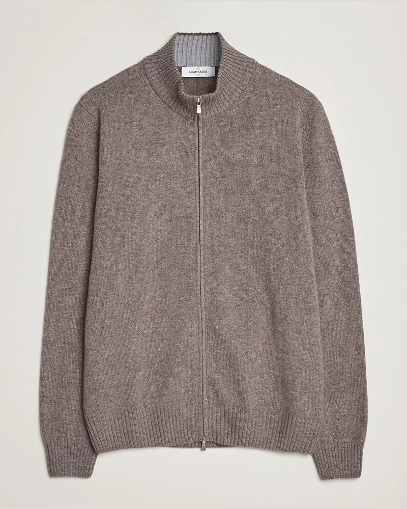 Gran Sasso Wool/Cashmere Full Zip Light Brown Melange Braun