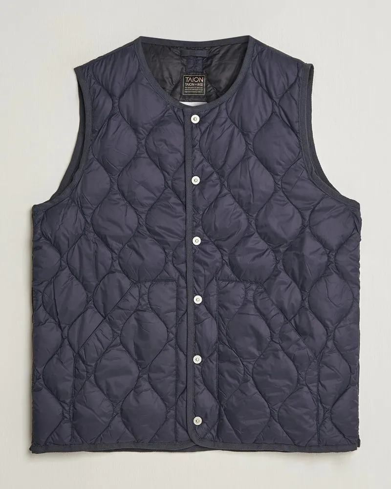 TAION Military Crew Neck Down Vest Dark Navy Blau
