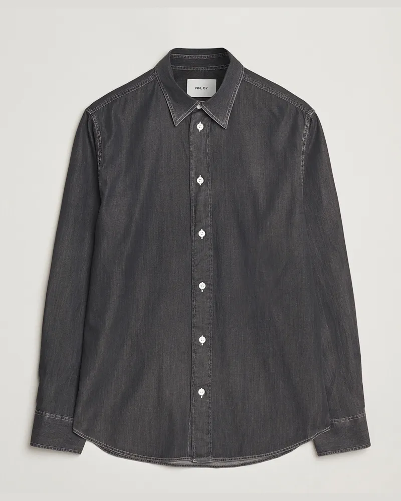 NN 07 Colby Denim Shirt Dark Grey Grau