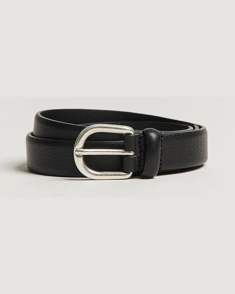 Anderson's Grained Leather Belt 2,5 cm Black Schwarz