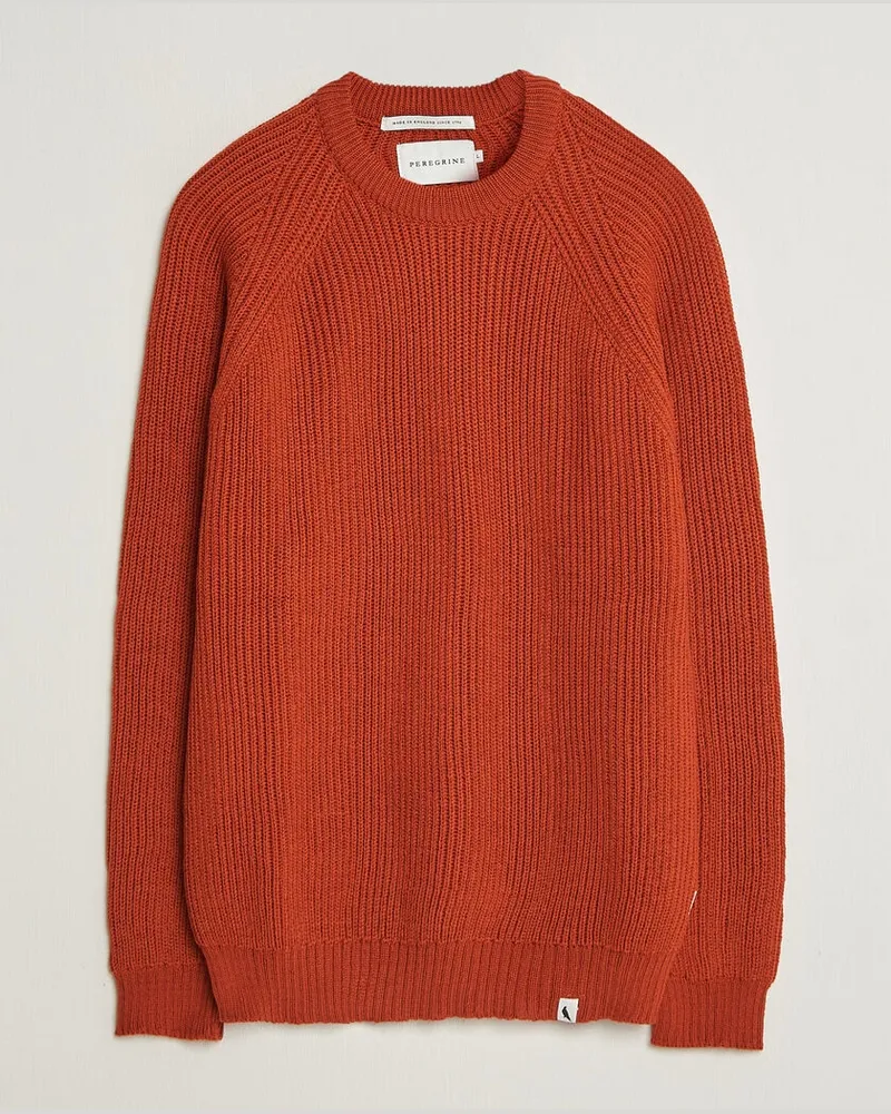 Peregrine Ford Knitted Wool Jumper Orange Orange