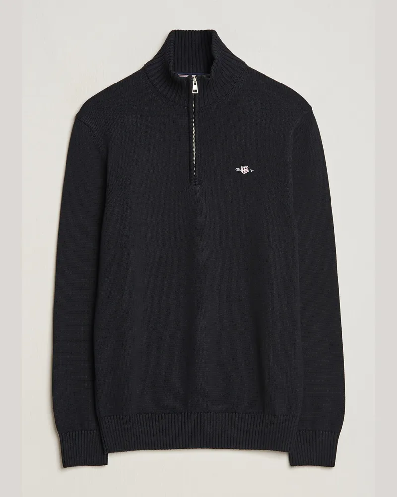 Gant Cotton Half Zip Black Schwarz