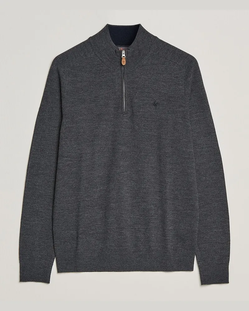 Morris John Merino Half Zip Dark Grey Grau
