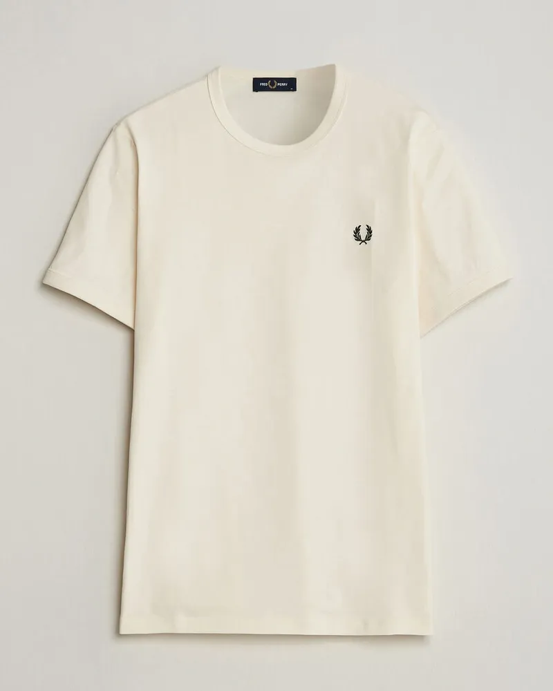 Fred Perry Ringer T-Shirt Ecru Weiß
