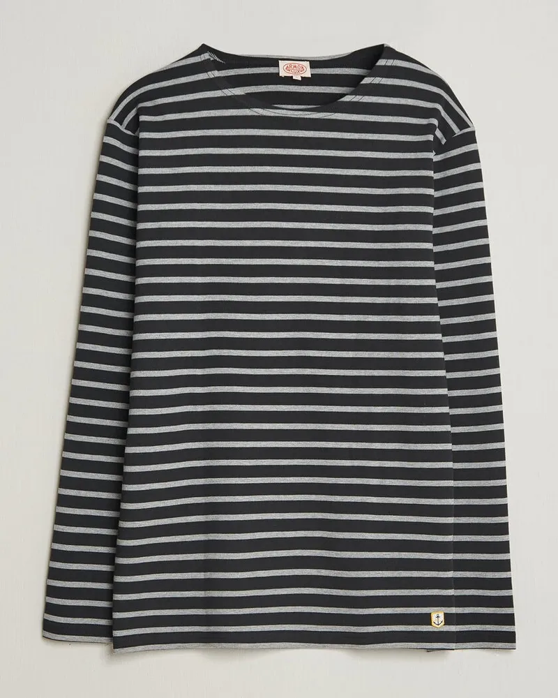 Armor-Lux Houat Héritage Stripe Long Sleeve T-Shirt Black/Grey Schwarz