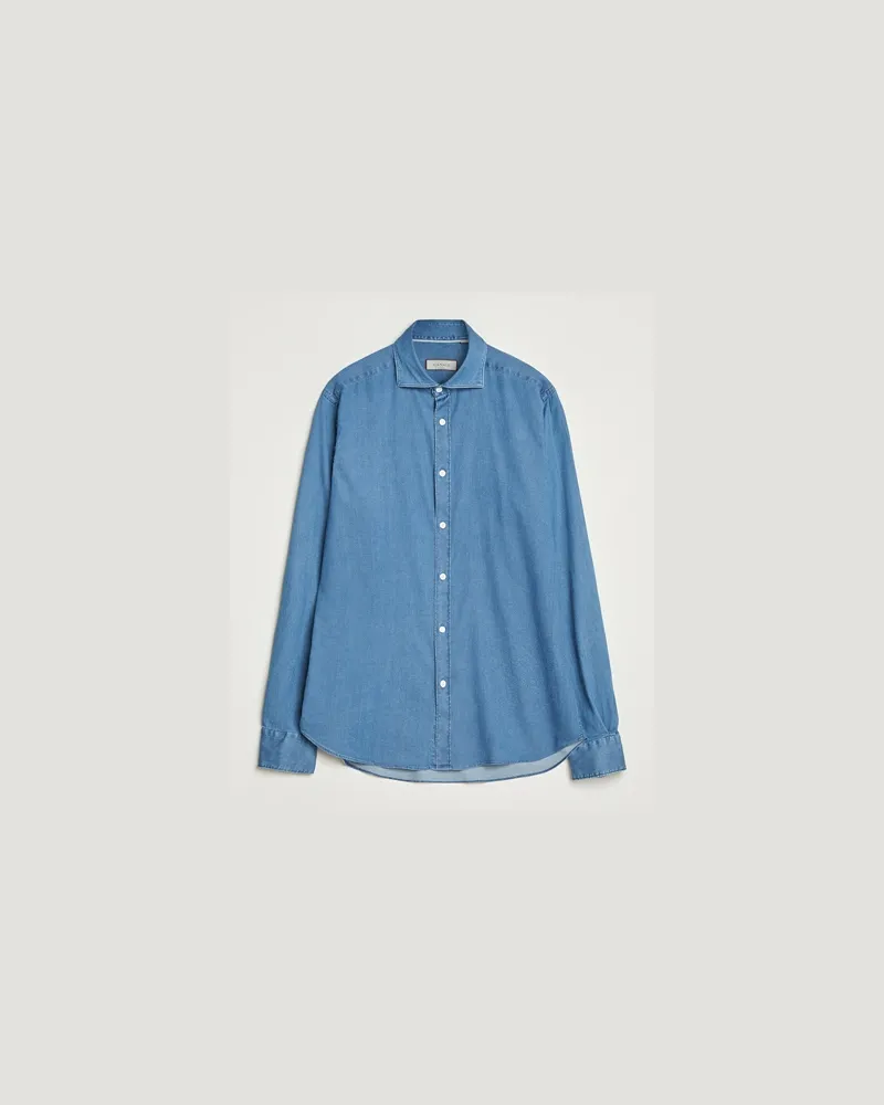 Canali Denim Shirt Stone Wash Blau