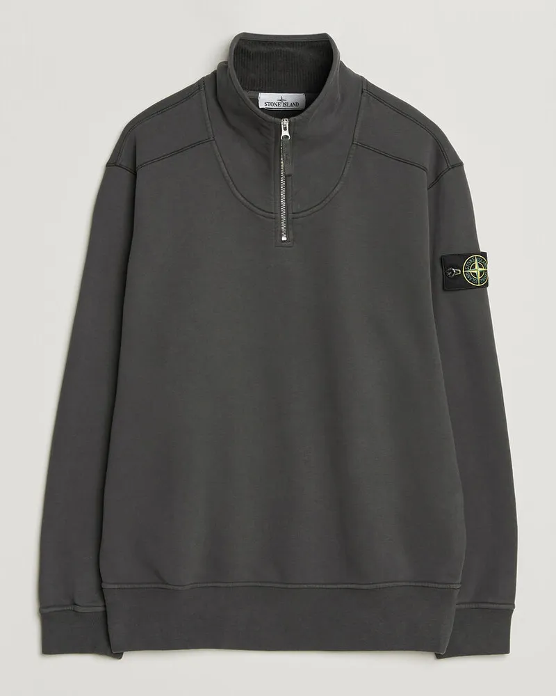 Stone Island Brushed Cotton Fleece Half Zip Lead Grey Grau