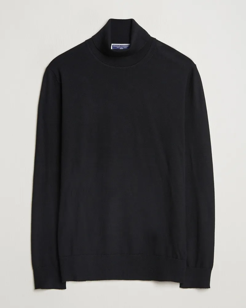 Charles Tyrwhitt Pure Merino Roll Neck Jumper Black Schwarz