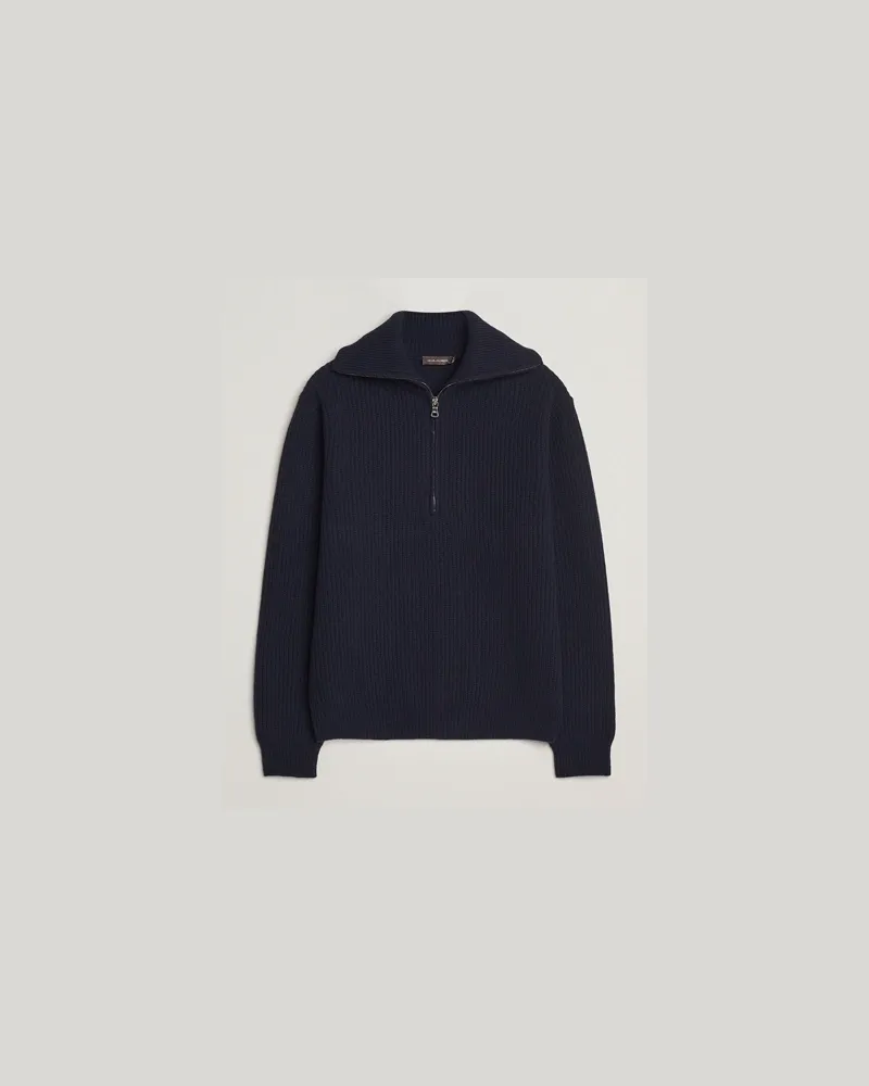 Oscar Jacobson Mauritz Chunky Wool Half-Zip Navy Blau