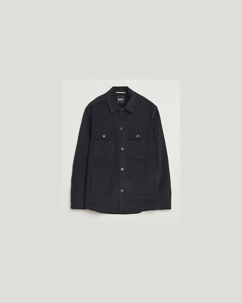 HUGO BOSS Carper Cotton Overshirt Dark Blue Blau