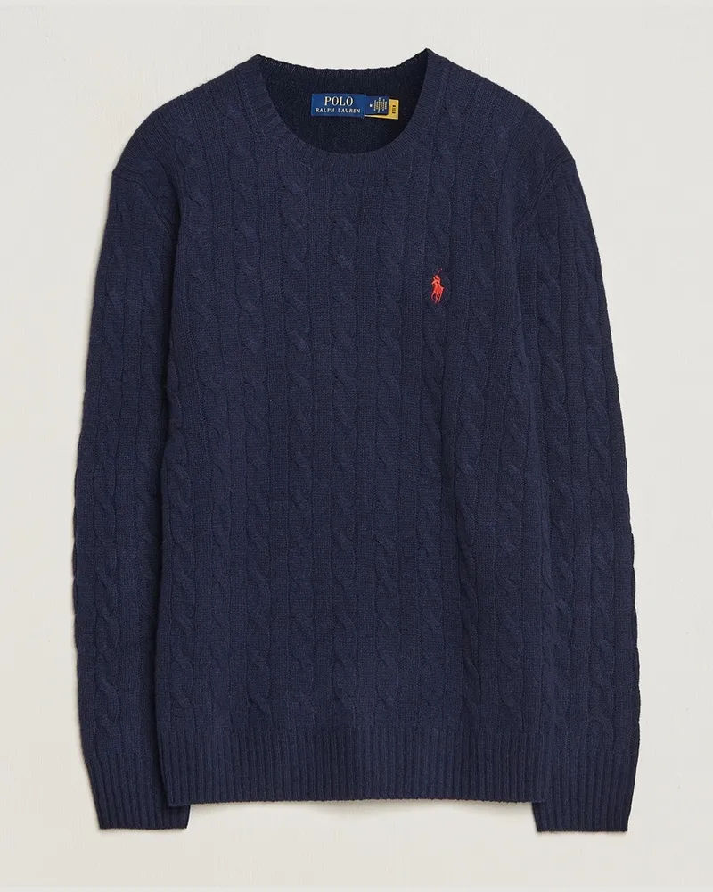 Ralph Lauren Wool/Cashmere Cable Crew Neck Hunter Navy Blau