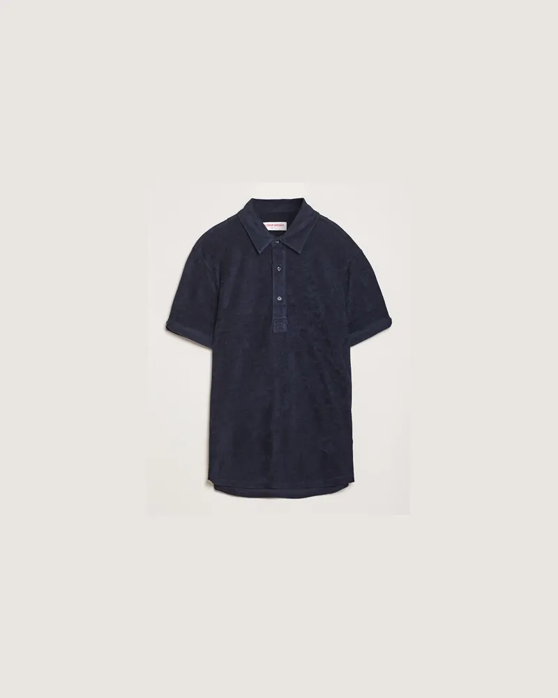 Orlebar Brown Sebastian Tailored Towelling Polo Night Iris Blau