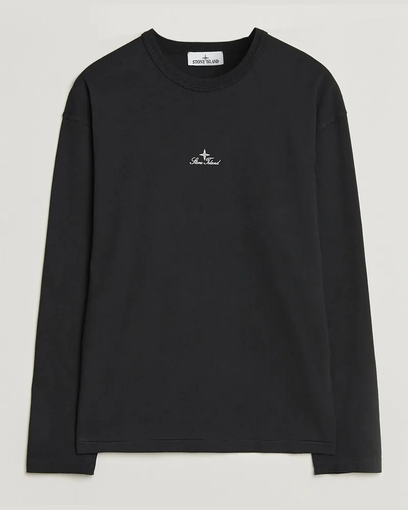 Stone Island Organic Cotton Jersey Long Sleeve Logo T-Shirt Black Schwarz