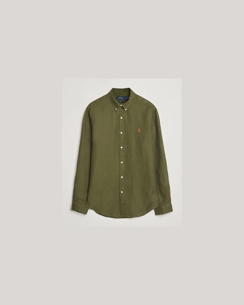 Ralph Lauren Slim Fit Linen Shirt New Olive Grün