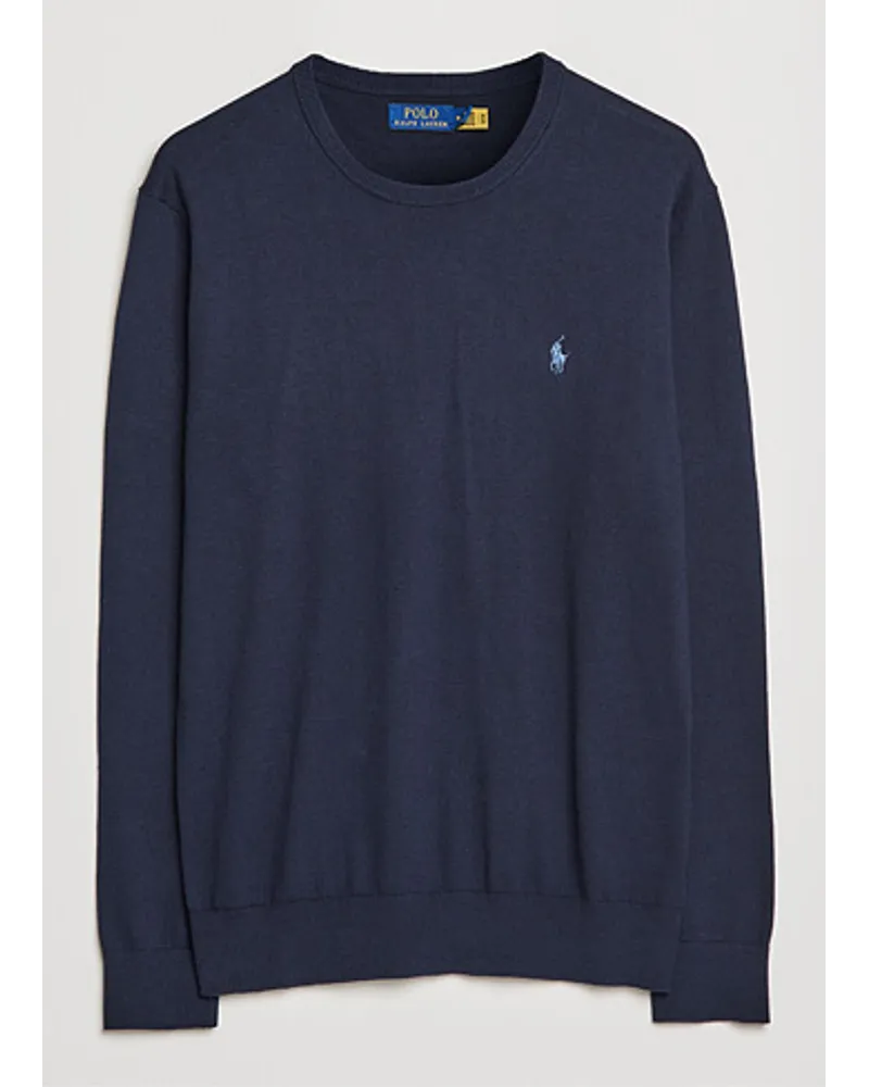 Ralph Lauren Baumwoll/Cashmere Rundhalspullover Hunter Navy Blau