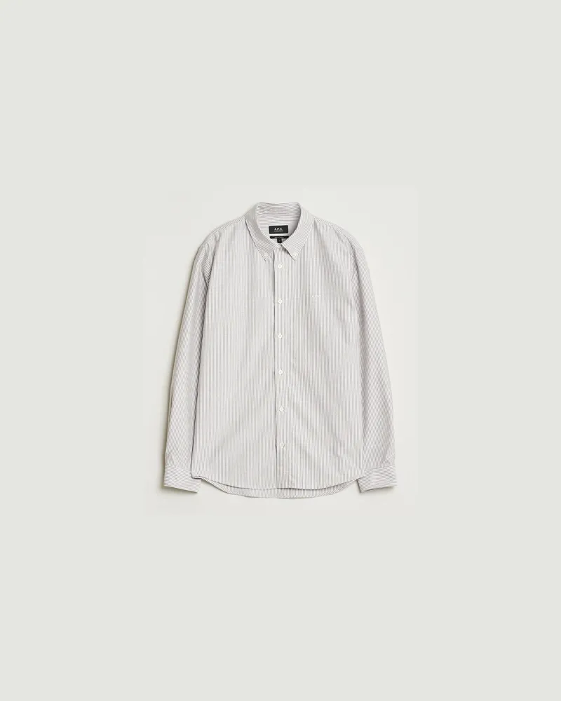 A.P.C. Greg Striped Oxford Shirt Burgundy/White Weiß