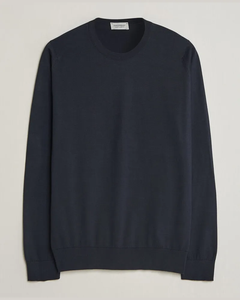 John Smedley Rowland Sea Island Crew Neck Pullover Navy Blau