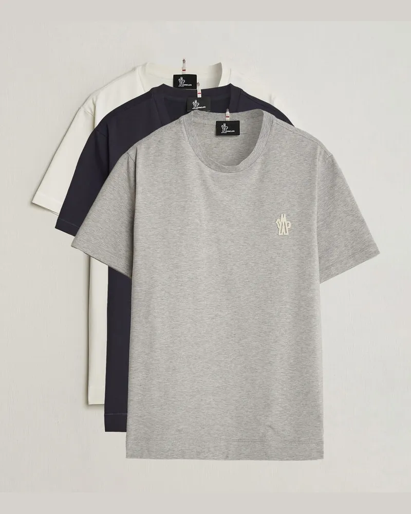 Moncler 3-Pack Logo T-Shirts White/Grey/Black Mehrfarbig