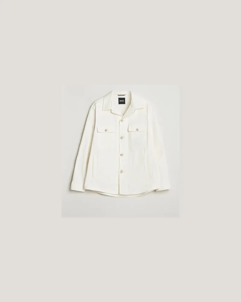 HUGO BOSS Carper Cotton Twill Overshirt Natural Weiß