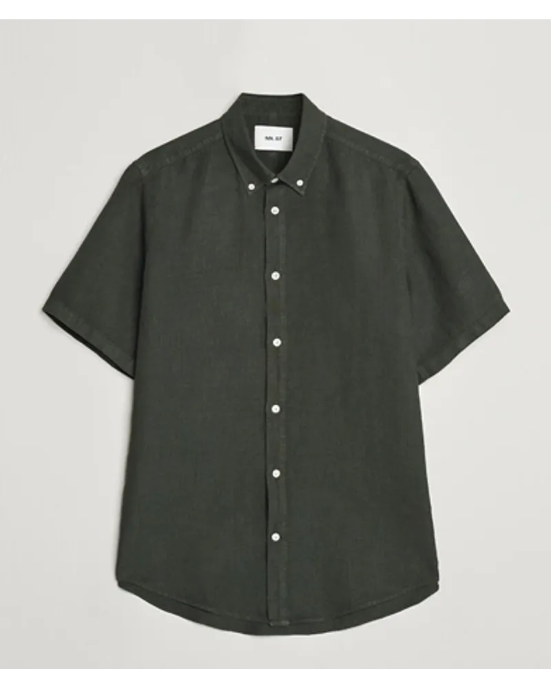 NN 07 Arne Leinen Kurzarm Shirt Rosin Green Grün