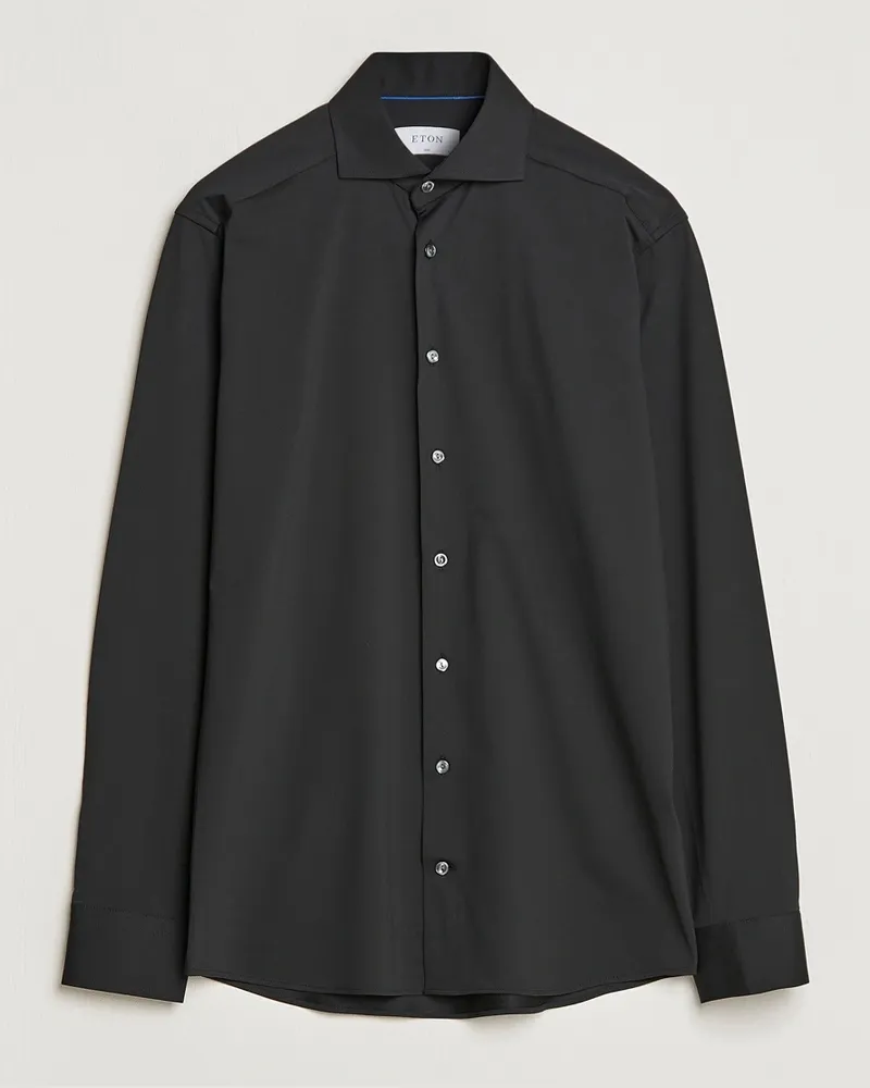 Eton Slim Fit Four Way Stretch Shirt Black Schwarz