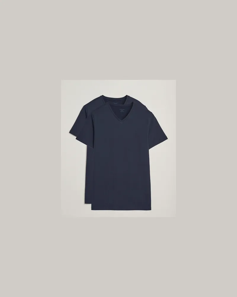 Falke 2-Pack Cotton V-Neck T-Shirt Midnight Blau