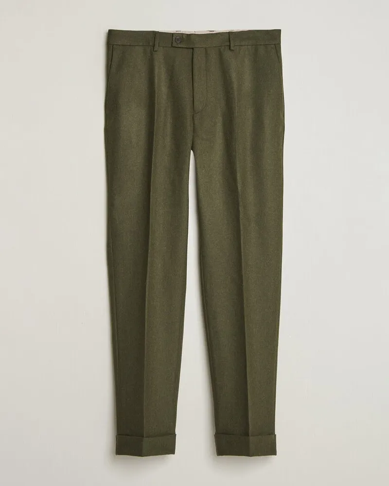 Morris Flannel Suit Trousers Green Grün