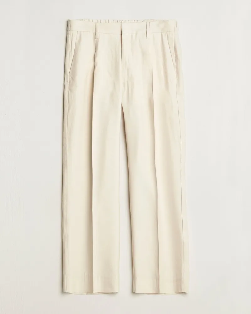 NN 07 Kay Linen/Viscose Drawstring Trousers Ivory Beige