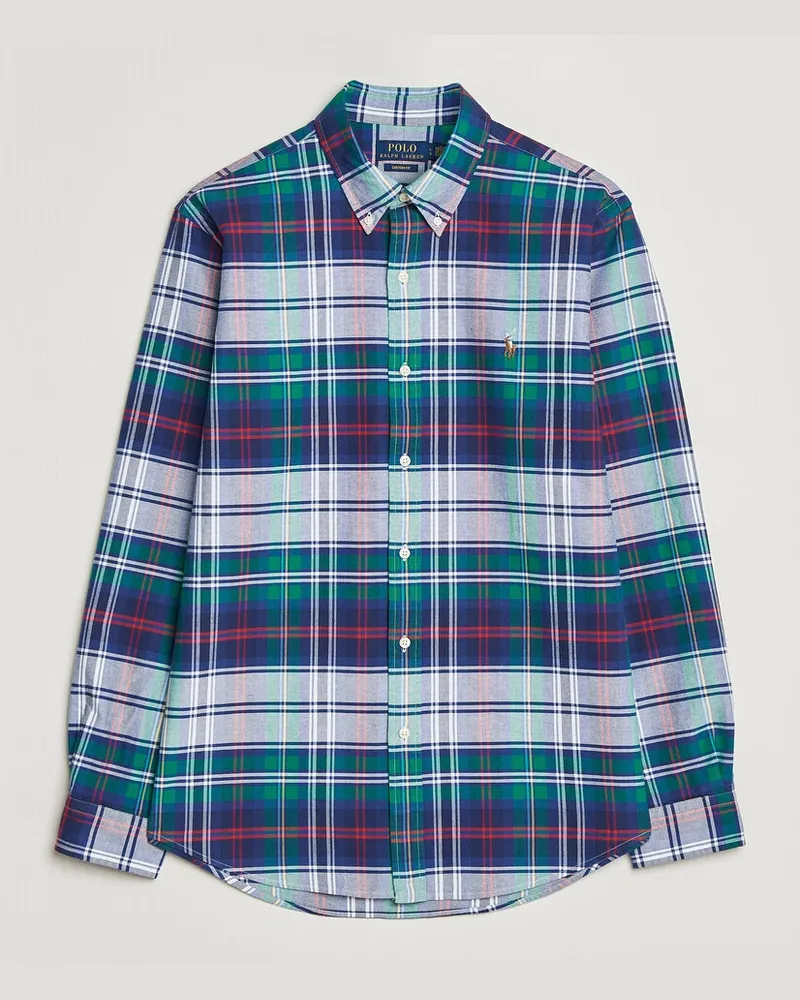 Ralph Lauren Custom Fit Checked Oxford Shirt Green/Blue Multi Mehrfarbig