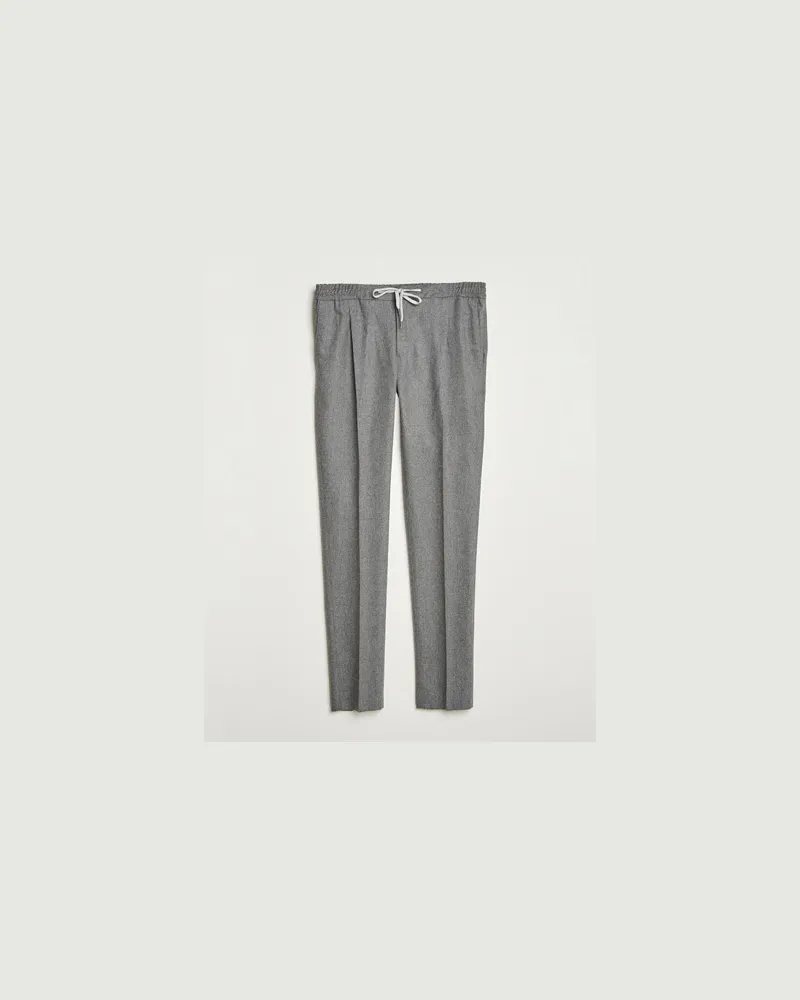 Pantaloni Torino Slim Fit Wool/Cashmere Drawstring Trousers Grey Melange Grau
